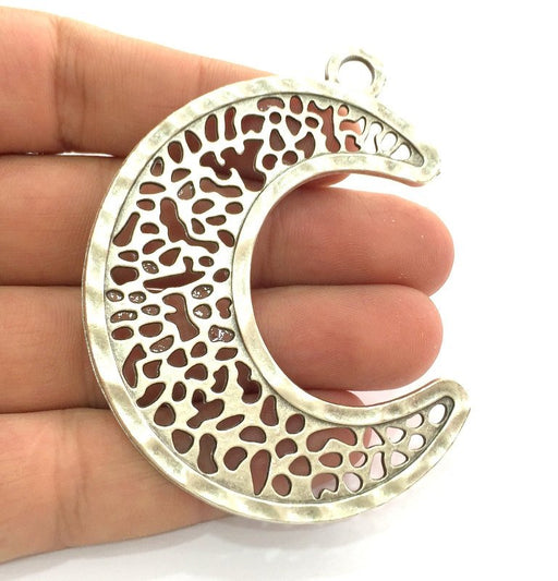 Moon Pendants Crescent Pendant Antique Silver Plated Metal  74x25 mm   G3486