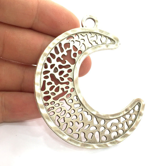 Moon Pendants Crescent Pendant Antique Silver Plated Metal  74x25 mm   G3486