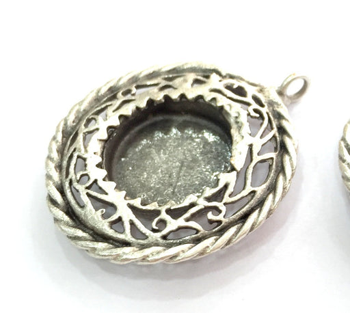 Antique Silver Plated Brass  Mountings , Blanks (15 mm blank) G3493