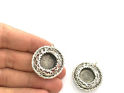 Antique Silver Plated Brass  Mountings , Blanks (15 mm blank) G3493