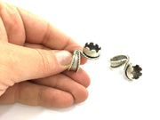 Adjustable Ring Blank (14mm Blank) , Antique Silver Plated Brass G3495