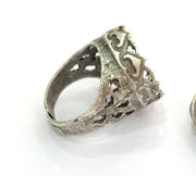 Adjustable Ring Blank (16mm Blank) , Antique Silver Plated Brass G3497