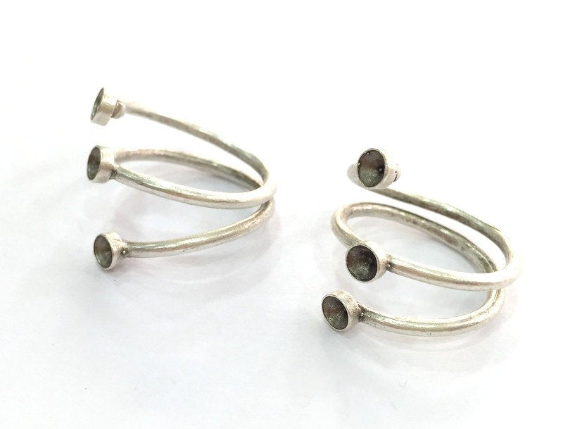 Adjustable Ring Blank (4mm Blank) , Antique Silver Plated Brass G3498