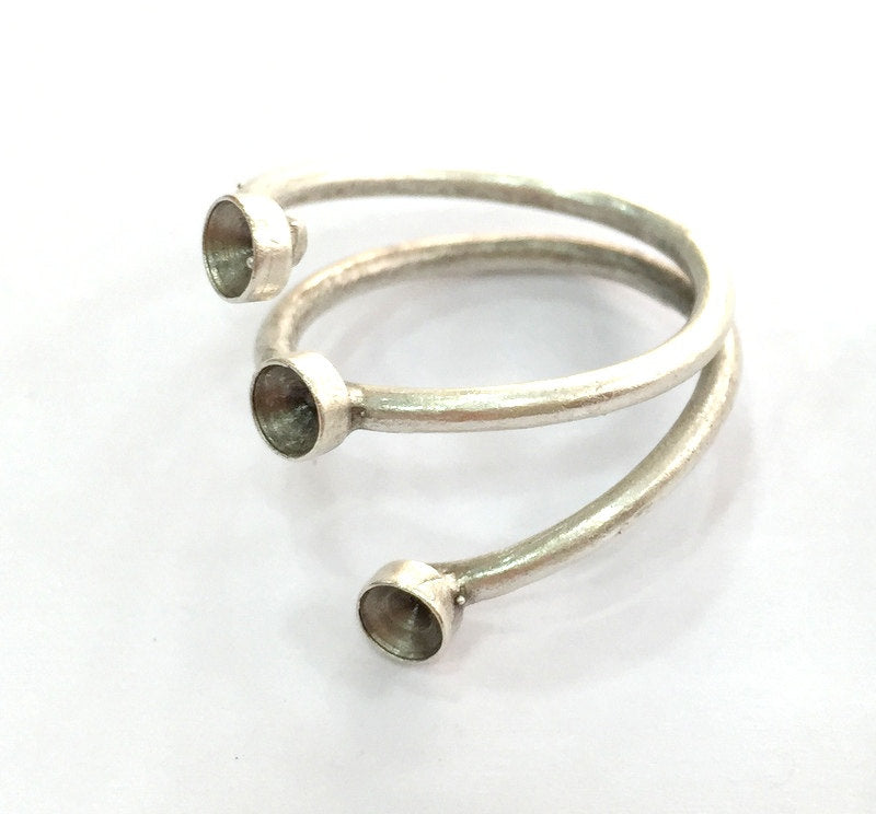 Adjustable Ring Blank (4mm Blank) , Antique Silver Plated Brass G3498