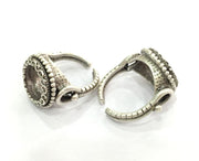 Ring Blank Bezel Settings Cabochon Base Mountings Adjustable (14mm Blank), Antique Silver Plated Brass G3504