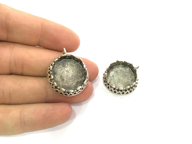 Antique Silver Plated Brass  Mountings , Blanks (20 mm blank) G3506