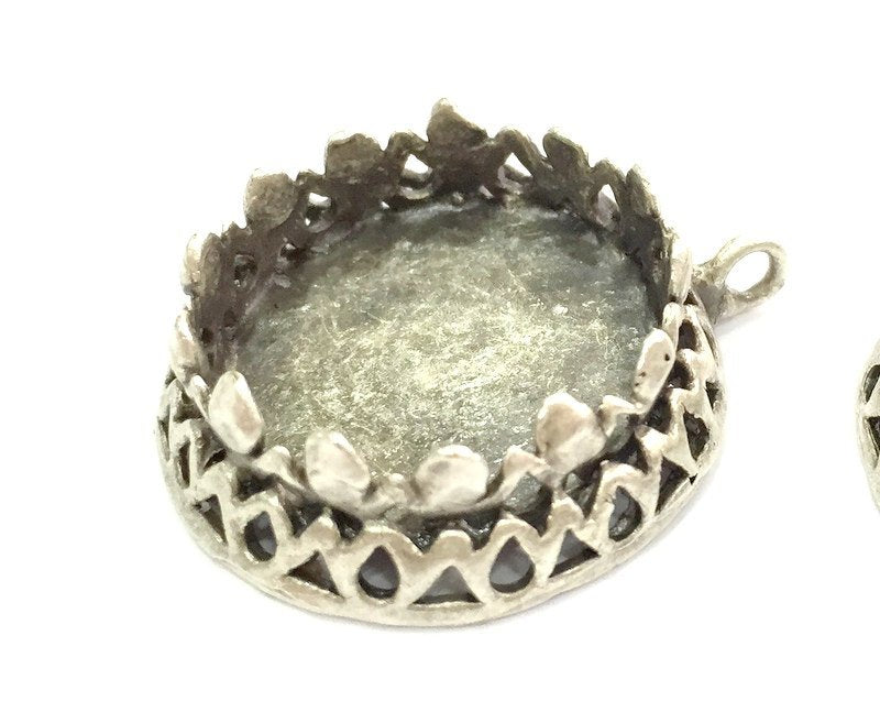 Antique Silver Plated Brass  Mountings , Blanks (20 mm blank) G3506
