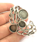 Adjustable Bracelet Blank Findings , Antique Silver Plated Brass G3509