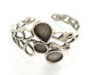 Adjustable Bracelet Blank Findings , Antique Silver Plated Brass G3509