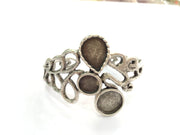 Adjustable Bracelet Blank Findings , Antique Silver Plated Brass G3509