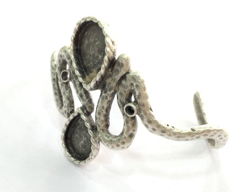Adjustable Bracelet Blank Findings , Antique Silver Plated Brass G3512