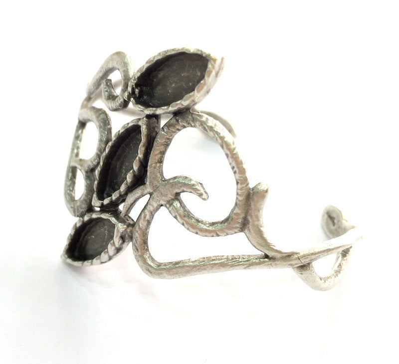 Adjustable Bracelet Blank Findings , Antique Silver Plated Brass G3510