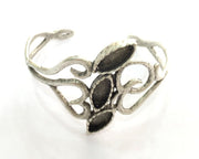 Adjustable Bracelet Blank Findings , Antique Silver Plated Brass G3510