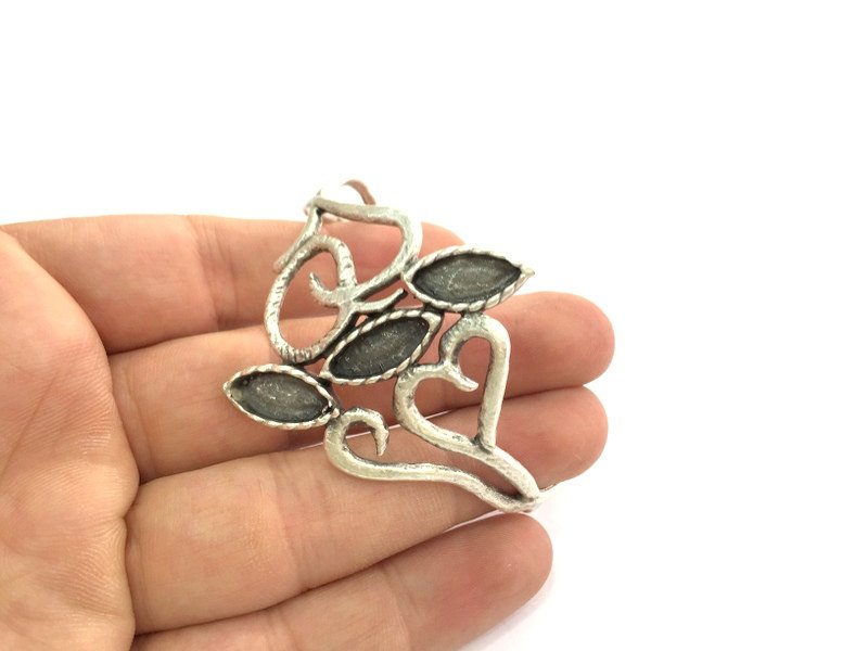 Adjustable Bracelet Blank Findings , Antique Silver Plated Brass G3510