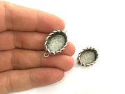 Antique Silver Plated Brass  Mountings , Blanks (18x13 mm blank) G3489