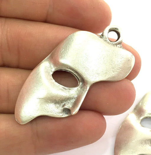 20 Pcs Mask Pendants , Antique Silver Plated Metal  52x28 mm   G13818