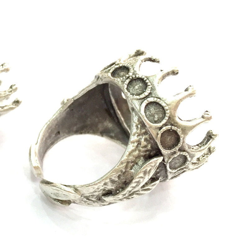Adjustable Ring Blank (20mm Blank) , Antique Silver Plated Brass G3496
