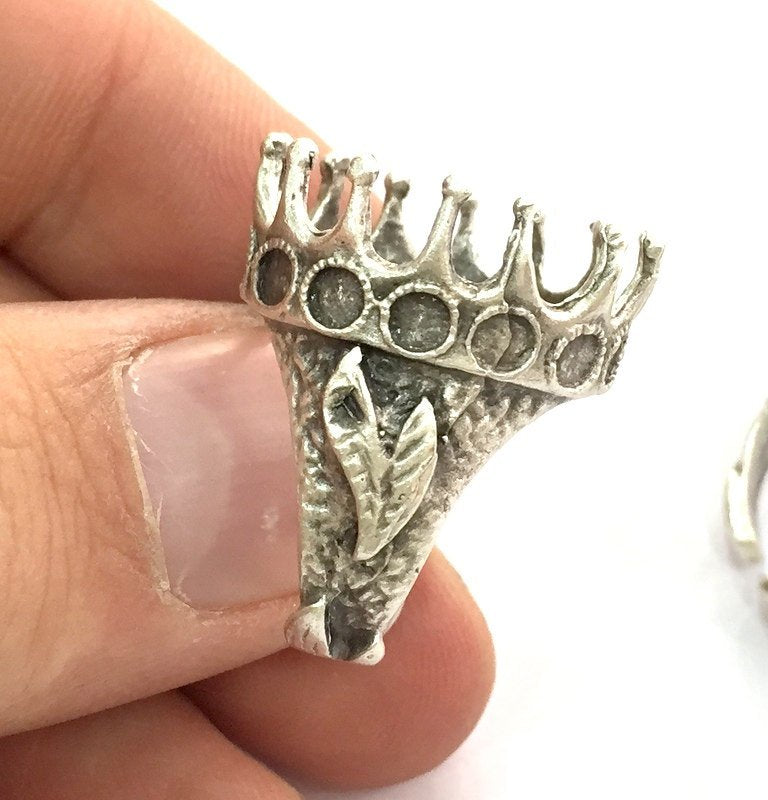 Adjustable Ring Blank (20mm Blank) , Antique Silver Plated Brass G3496