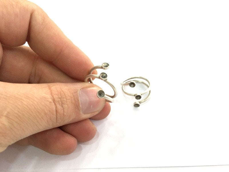 Adjustable Ring Blank (4mm Blank) , Antique Silver Plated Brass G3498