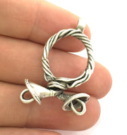 Antique Silver Plated Brass Pendant Connector , Pendant 36x28 mm  G3502