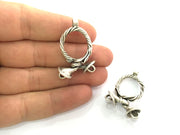 Antique Silver Plated Brass Pendant Connector , Pendant 36x28 mm  G3502