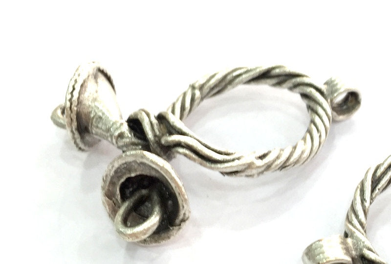 Antique Silver Plated Brass Pendant Connector , Pendant 36x28 mm  G3502