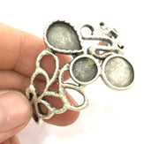 Adjustable Bracelet Blank Findings , Antique Silver Plated Brass G3509