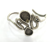 Adjustable Bracelet Blank Findings , Antique Silver Plated Brass G3512