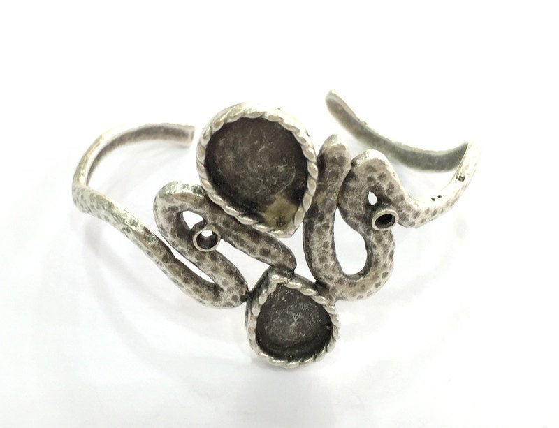 Adjustable Bracelet Blank Findings , Antique Silver Plated Brass G3512