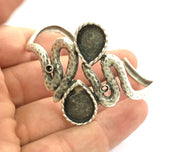 Adjustable Bracelet Blank Findings , Antique Silver Plated Brass G3512