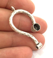 Antique Silver Plated Brass  Bezel Connector , Mountings , Findings  G1479