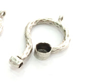 Antique Silver Plated Brass  Bezel Connector , Mountings , Findings  G1479