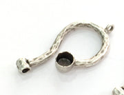 Antique Silver Plated Brass  Bezel Connector , Mountings , Findings  G1479