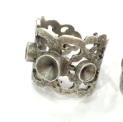 Adjustable Ring Blank (4mm and 5mm Blank) , Antique Silver Plated Brass G3519