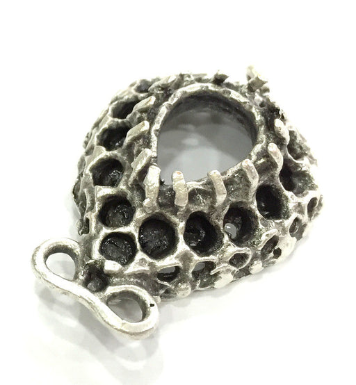 Antique Silver Plated Brass  Mountings , Blanks (14x10 mm blank) G3520