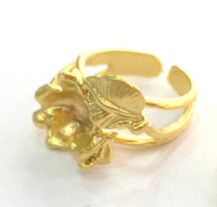 Adjustable Ring Blank (10mm Blank) , Gold Plated Brass G3526