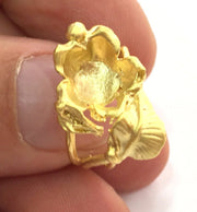 Adjustable Ring Blank (10mm Blank) , Gold Plated Brass G3526