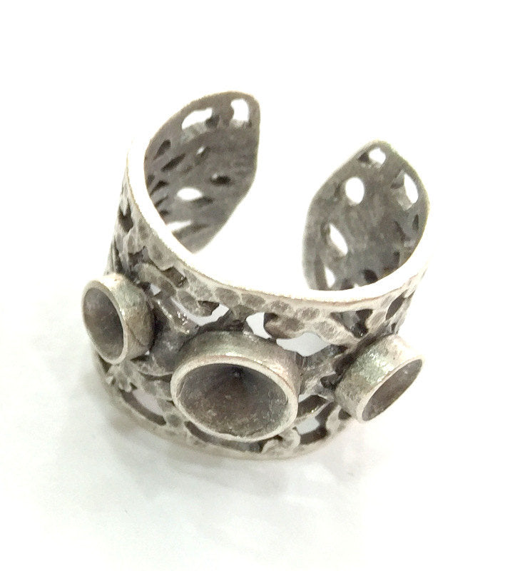 Adjustable Ring Blank (4mm and 5mm Blank) , Antique Silver Plated Brass G3527