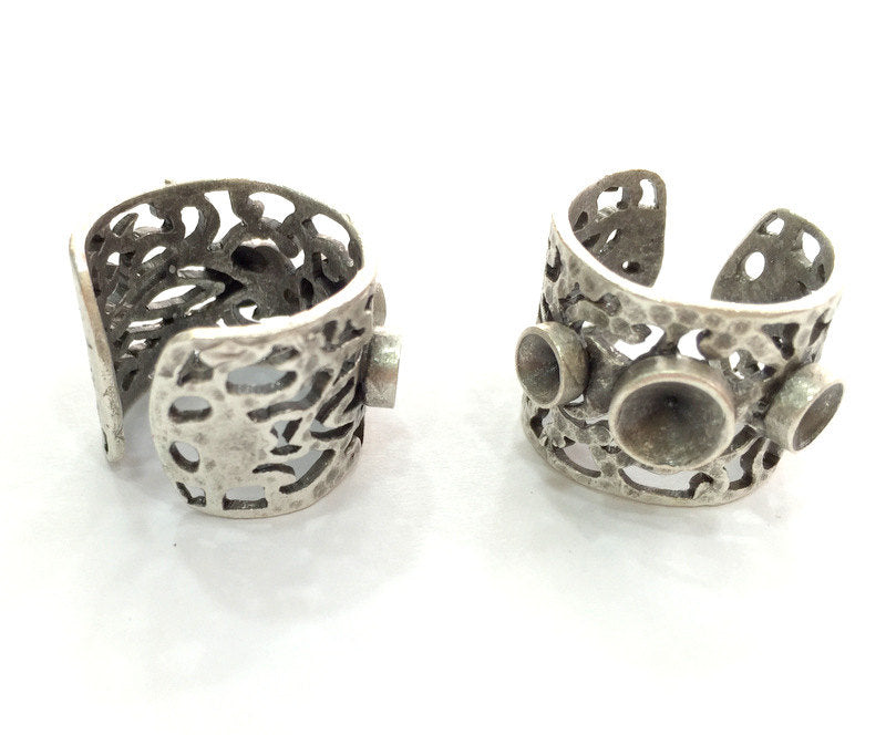 Adjustable Ring Blank (4mm and 5mm Blank) , Antique Silver Plated Brass G3527