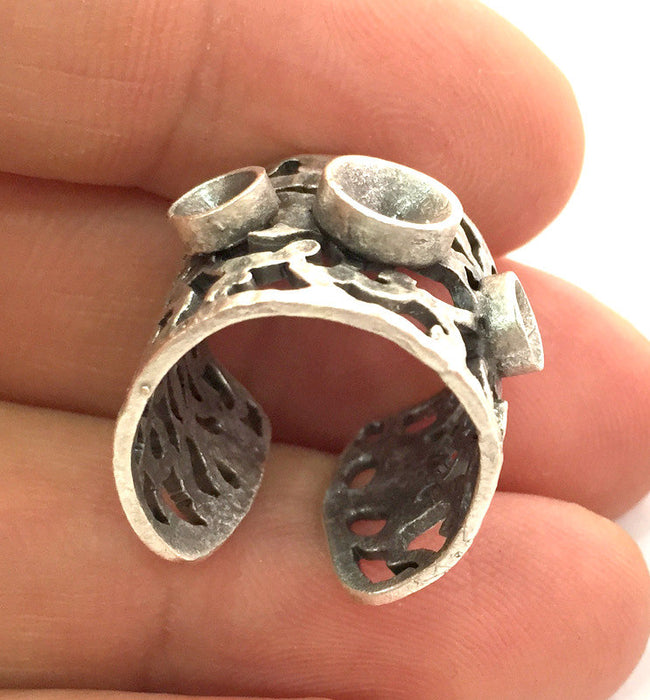 Adjustable Ring Blank (4mm and 5mm Blank) , Antique Silver Plated Brass G3527