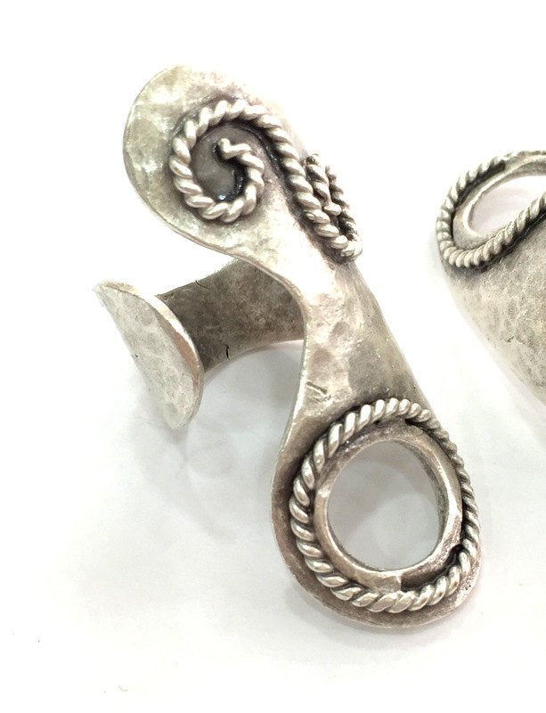 Adjustable Ring Blank (12mm Blank) , Antique Silver Plated Brass G10248
