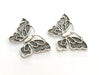 2 Butterfly Charms Antique Silver Plated Brass (30x20 mm) G3542