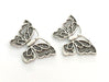 2 Butterfly Charms Antique Silver Plated Brass (30x20 mm) G3542