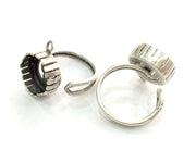 Adjustable Ring Blank (12 mm Blank) , Antique Silver Plated Brass G3544