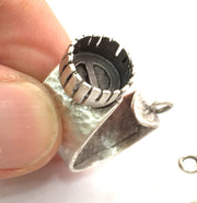 Adjustable Ring Blank (10mm Blank) , Antique Silver Plated Brass G3546