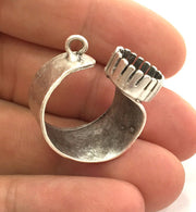 Adjustable Ring Blank (10mm Blank) , Antique Silver Plated Brass G3546
