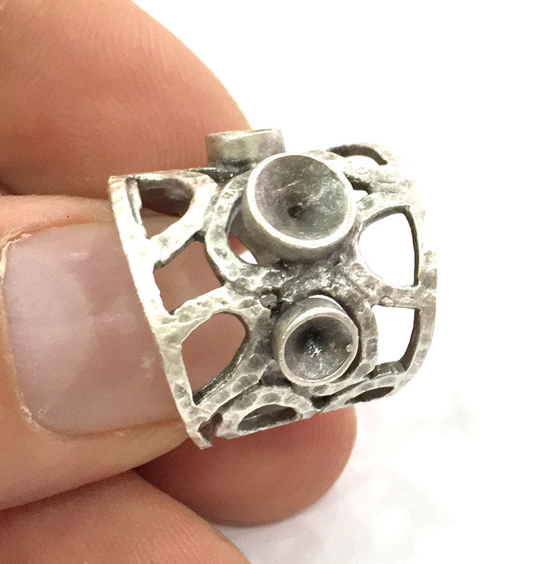 Adjustable Ring Blank (4mm and 5mm Blank) , Antique Silver Plated Brass G16741