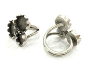 Adjustable Ring Blank (10mm 12mm 14x10mm Blank) , Antique Silver Plated Brass G3549