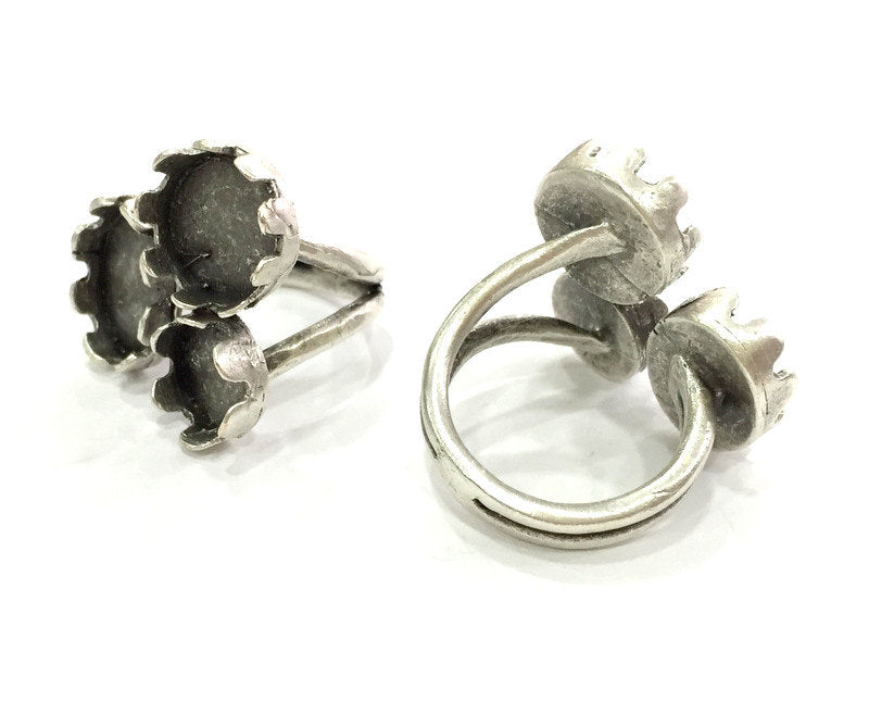 Adjustable Ring Blank (10mm 12mm 14x10mm Blank) , Antique Silver Plated Brass G3549