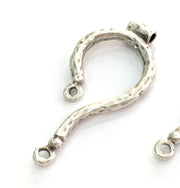 Antique Silver Plated Brass  Bezel Connector   G2551